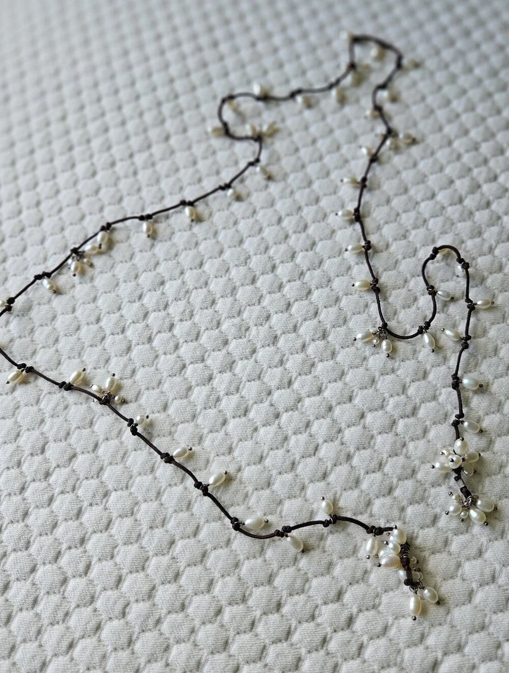 SILPADA Freshwater Pearl and Silver Necklace on Brown Cord